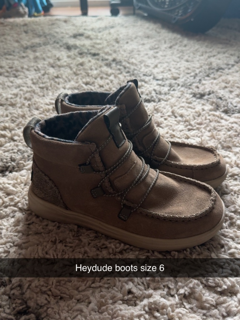 Hey Dude Brown Suede Ankle Boots with Faux-Fur Lining